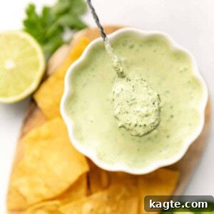 Zesty Jalapeño Lime Crema 6 Vibrant Jalapeño Lime Crema in a bowl, ready to be served.