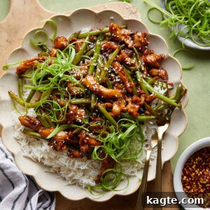 Green Bean Chicken Stir Fry with garnish