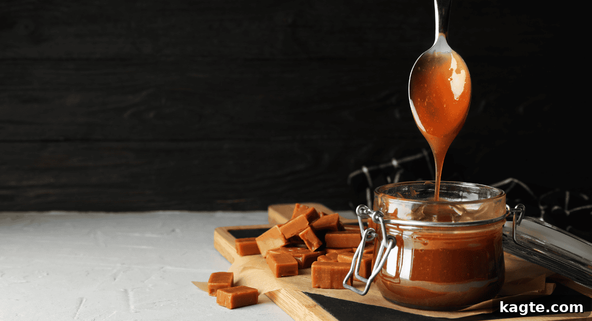 Design Your Own Sundae Bar 4 Photo of rich, golden caramel syrup being drizzled.