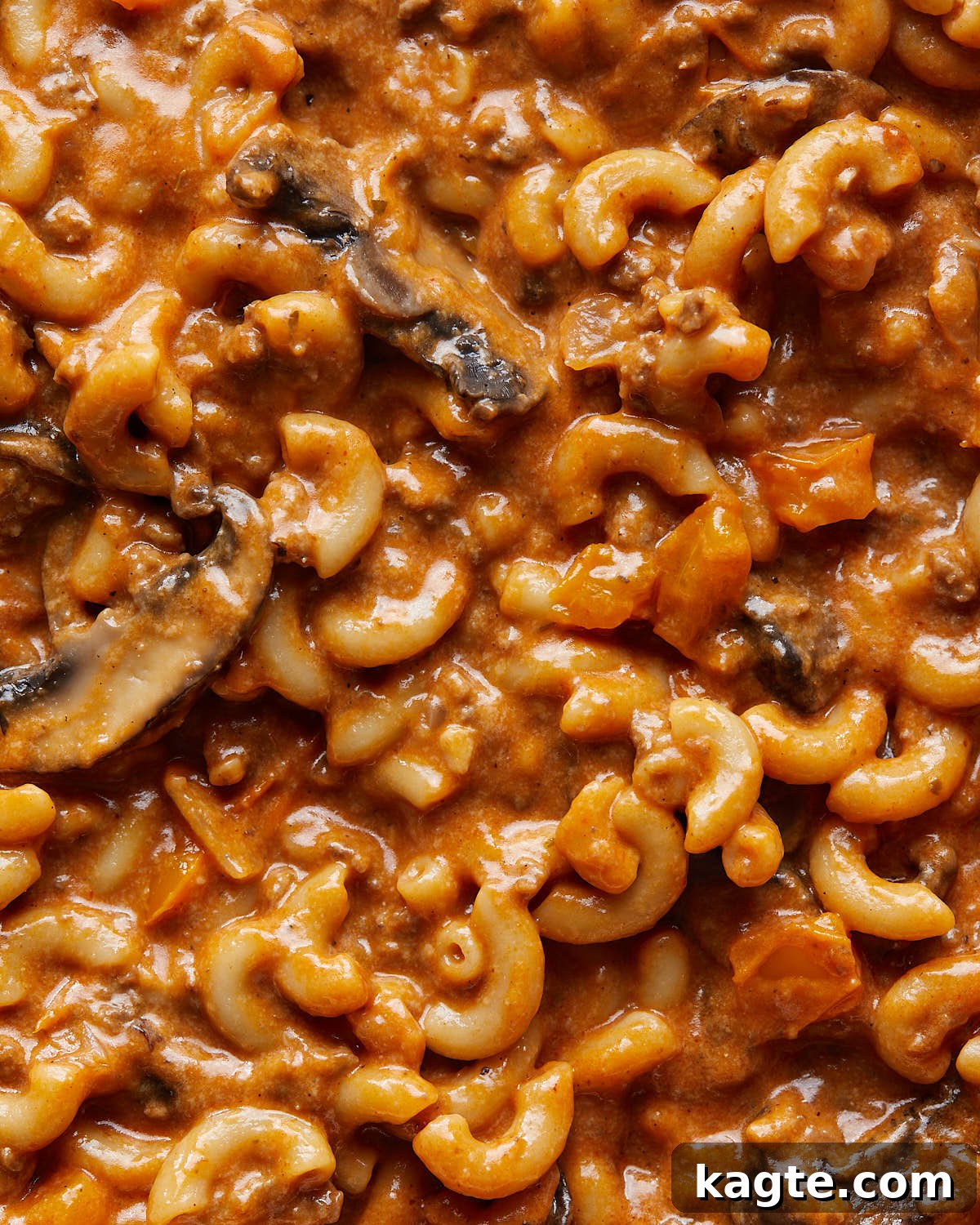 Up close image of homemade hamburger helper recipe. 