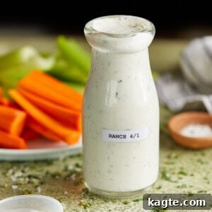 Homemade Greek Yogurt Ranch Dressing ready to serve.