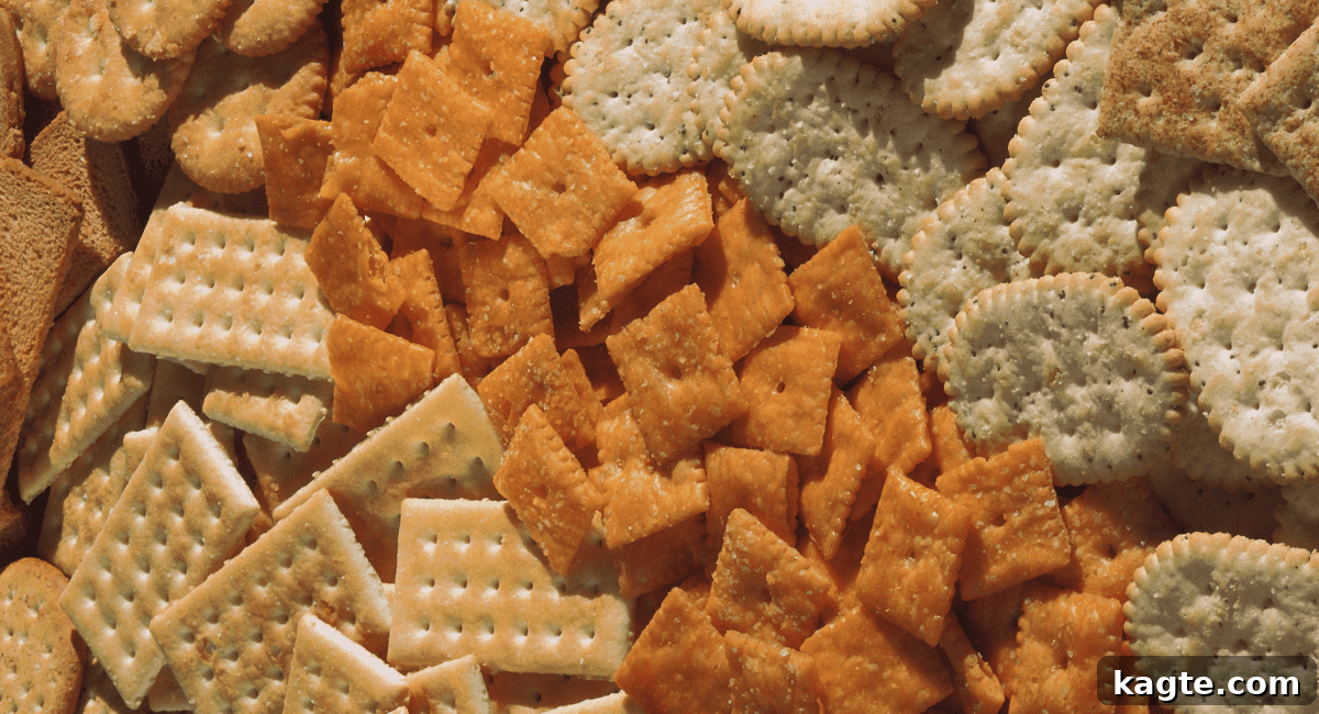 Spinach Dip Versatility Hot or Chilled 4 A close-up photograph displaying a variety of crunchy cracker options arranged on a serving dish, perfect for pairing with dips.