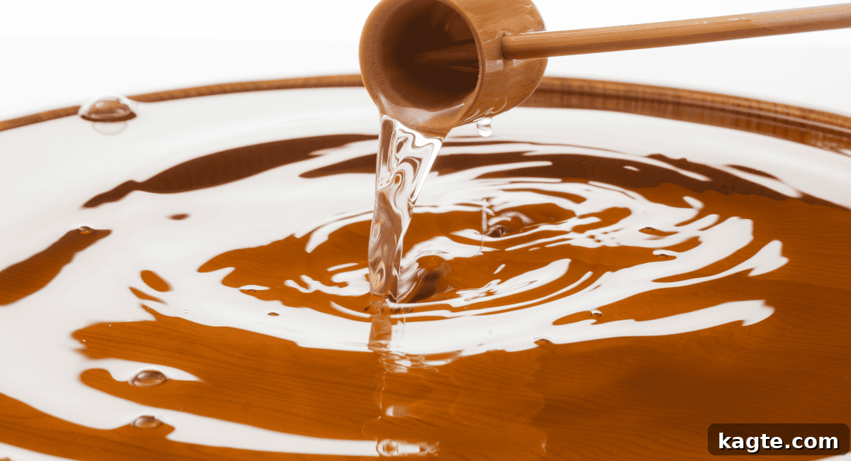 Clever Replacements for Rice Vinegar 8 Up close image of mirin being poured from a bottle.