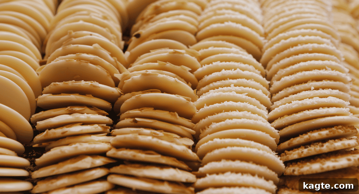 An array of various crackers, including round butter crackers and textured wheat crackers, spread out on a surface, ready to be paired with dips.