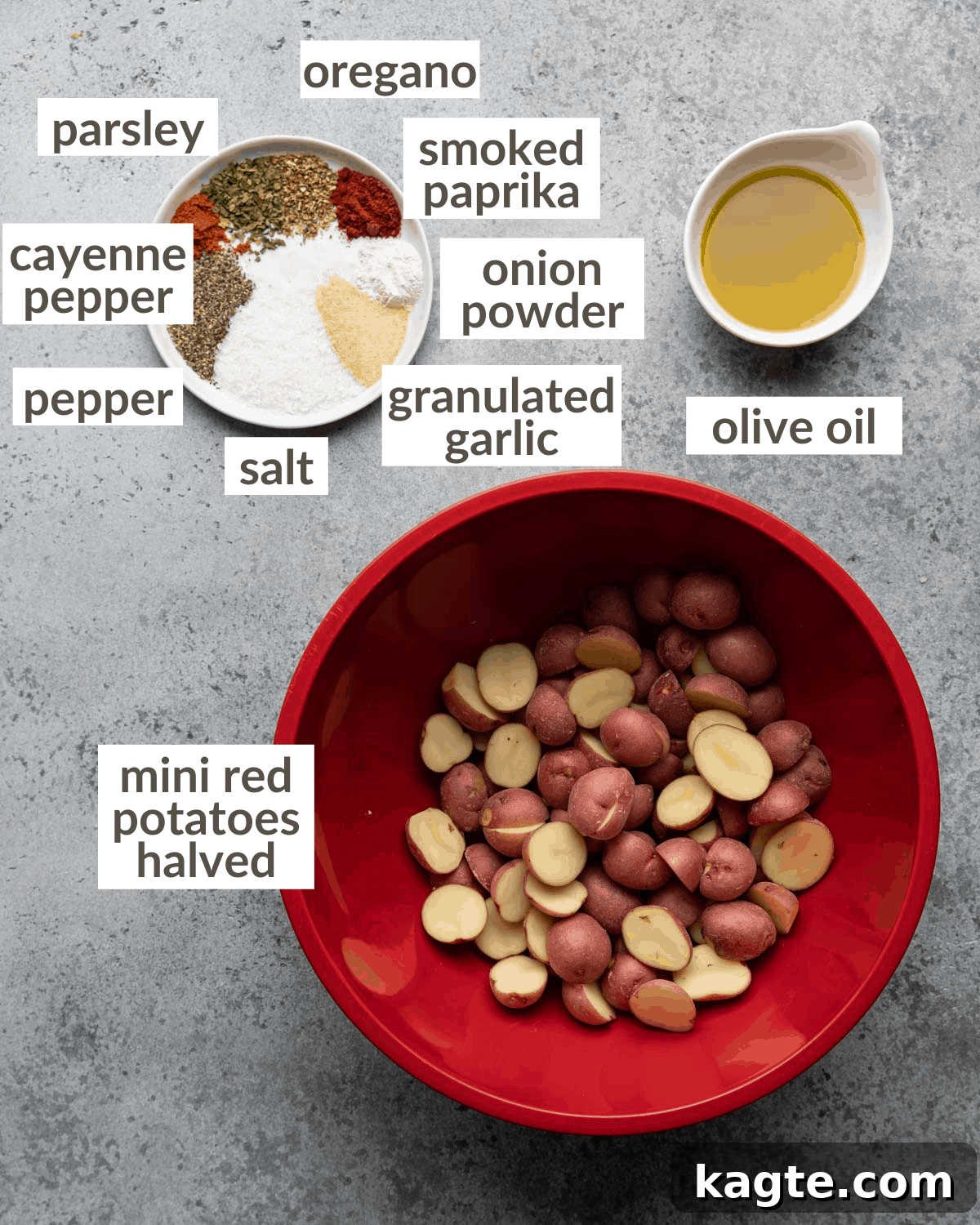 overhead shot of ingredients for air fryer breakfast potatoes