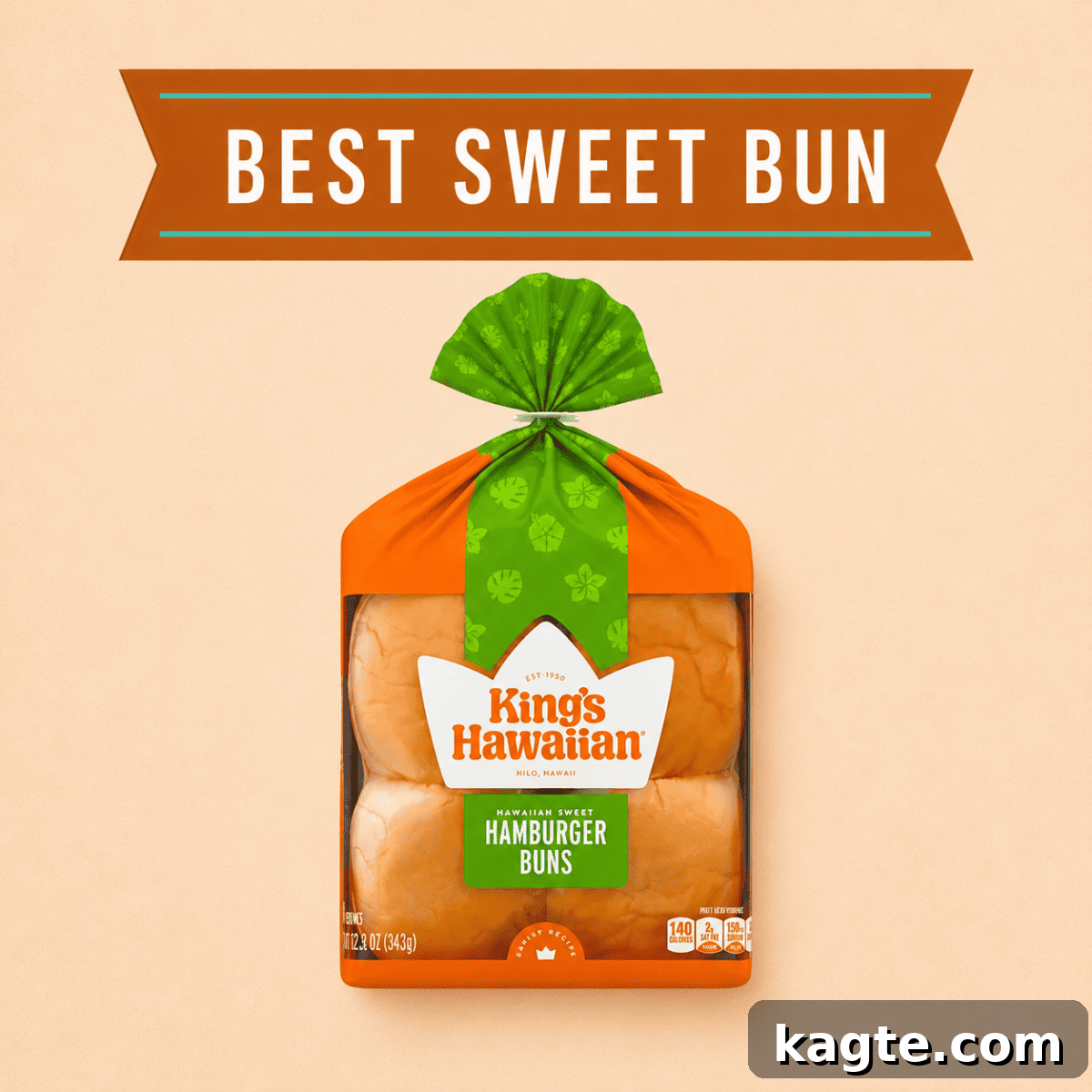 Top Store-Bought Hamburger Buns That Make Great Burgers 5 Package of King’s Hawaiian Hamburger Buns labeled as the best sweet bun for burgers.