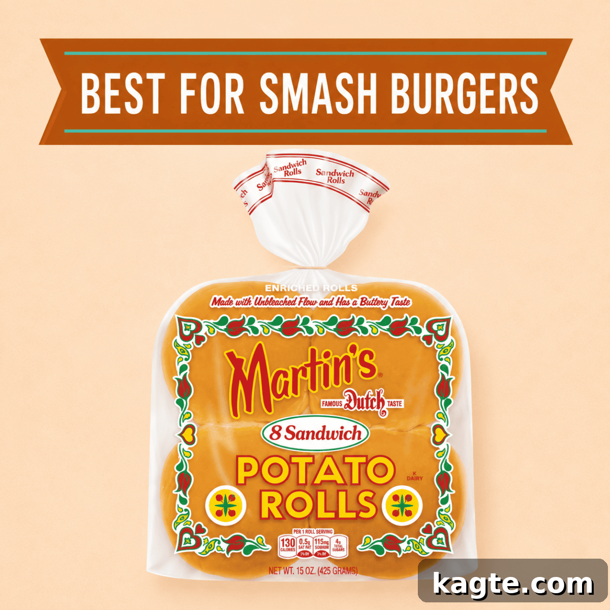 Top Store-Bought Hamburger Buns That Make Great Burgers 7 Package of Martin’s Potato Rolls labeled as the best bun for smash burgers.