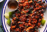 Grilled Chicken Skewers with Chipotle Hot Honey Glaze