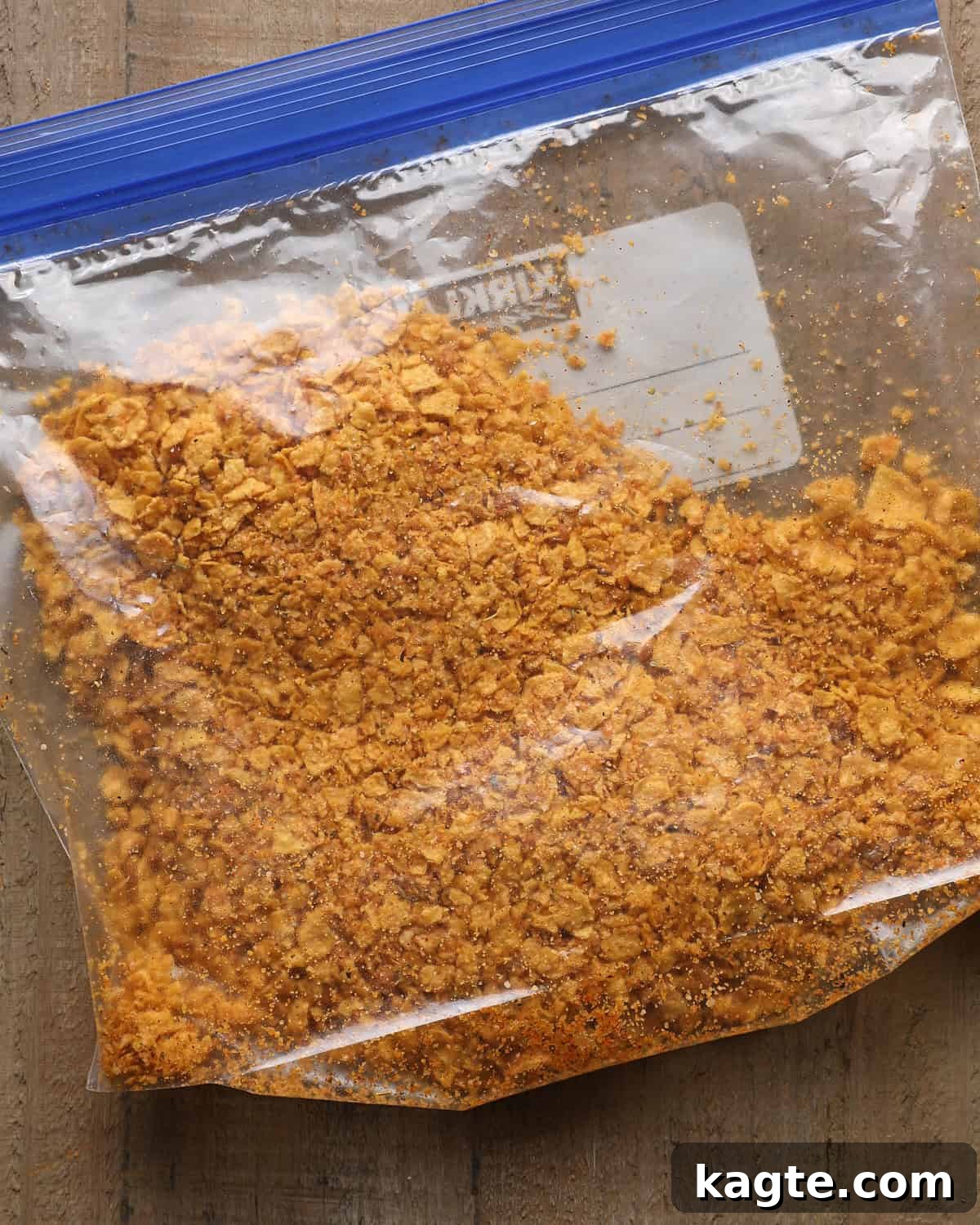 Crispy Baked Cornflake-Crusted Chicken Thighs 5 Crushed cornflakes mixed with Parmesan and seasonings in a zip-top bag.